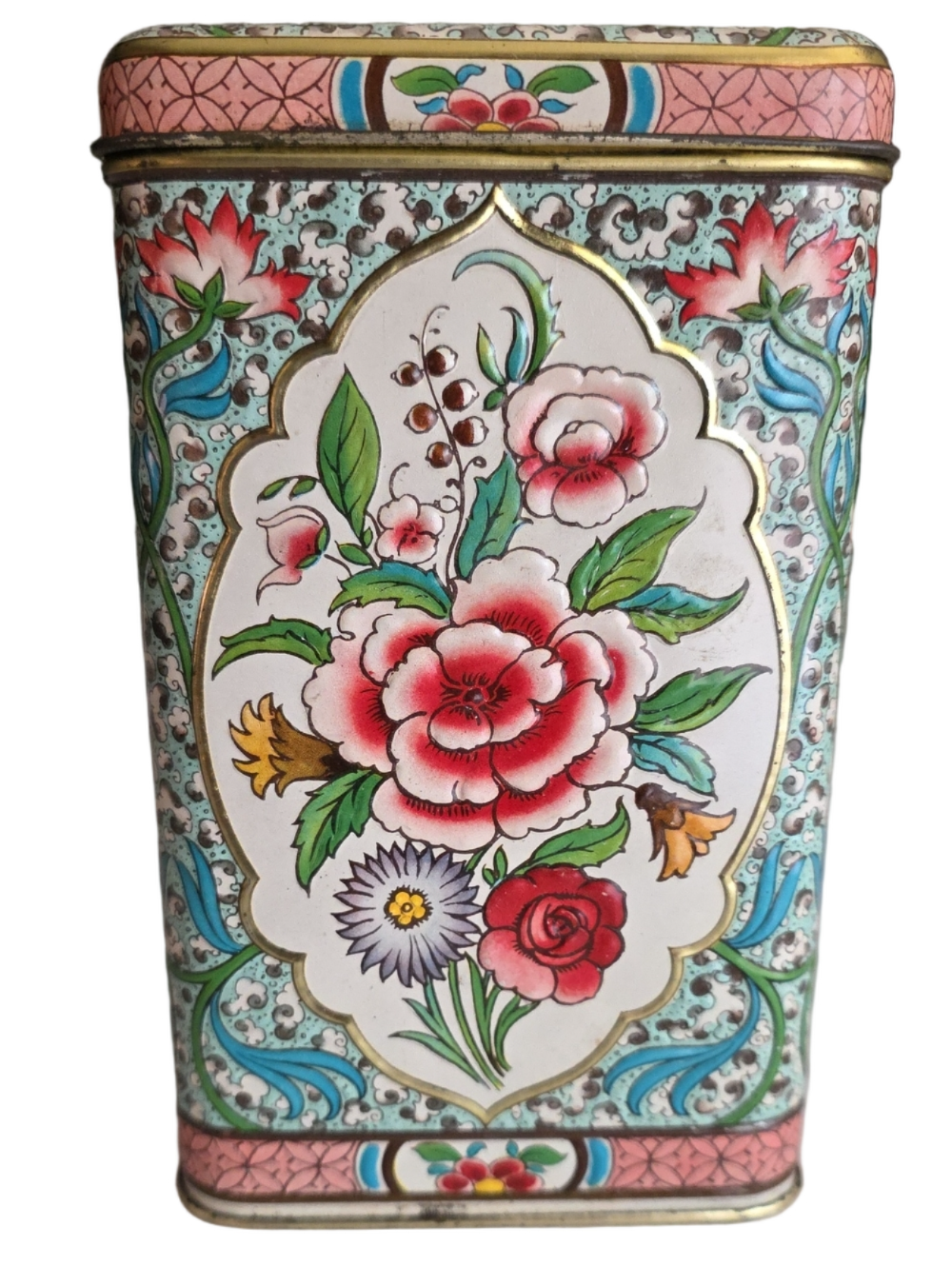 Daher Holland Vtg Canister Tin Box Storage Container Floral Chic - Hinged Lid